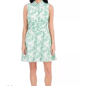 Kensie Green and White Mini Dress